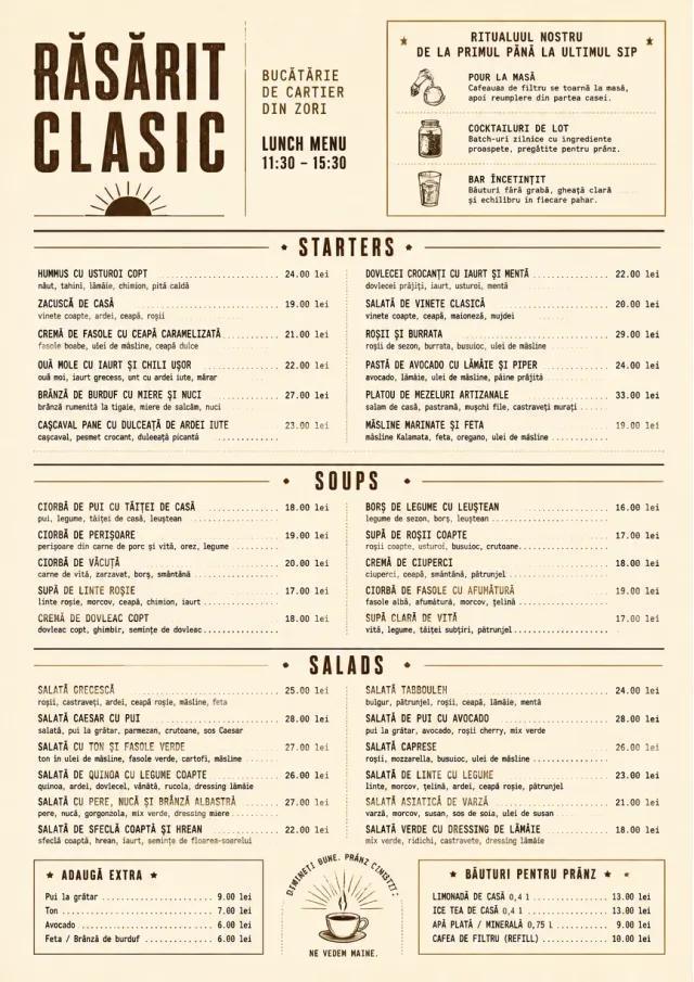 Sunrise Classic lunch-menu menu template preview