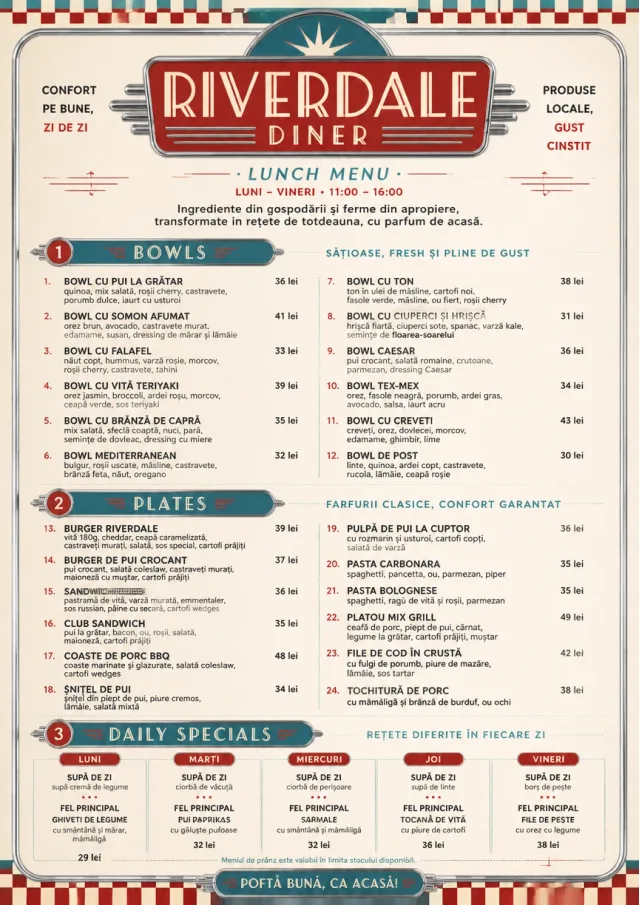 Diner Comfort lunch-menu menu template preview