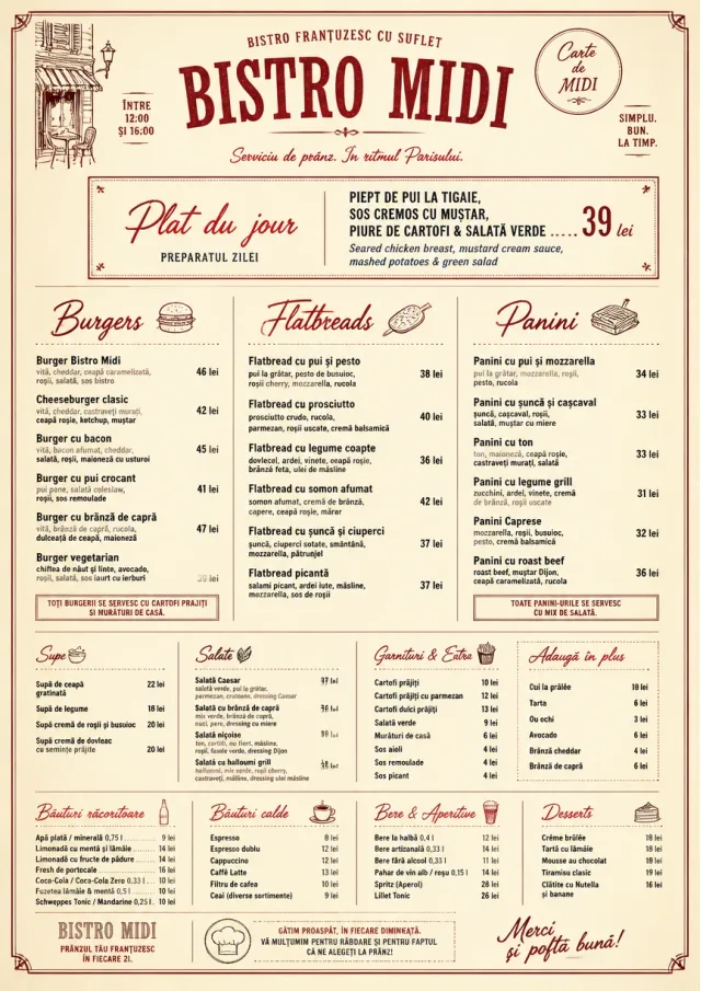 Bistro Midi lunch-menu menu template preview
