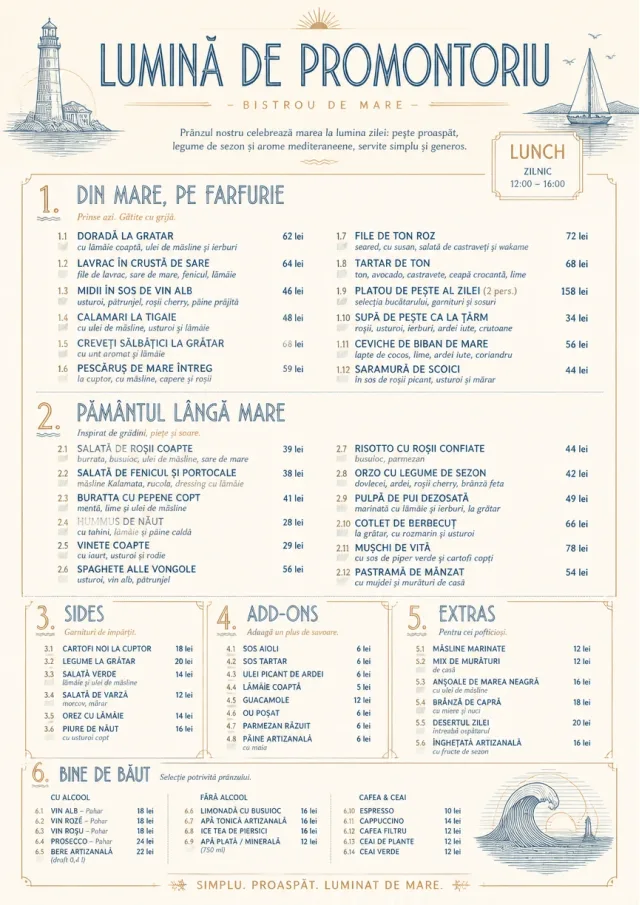 Coastal Midday lunch-menu menu template preview