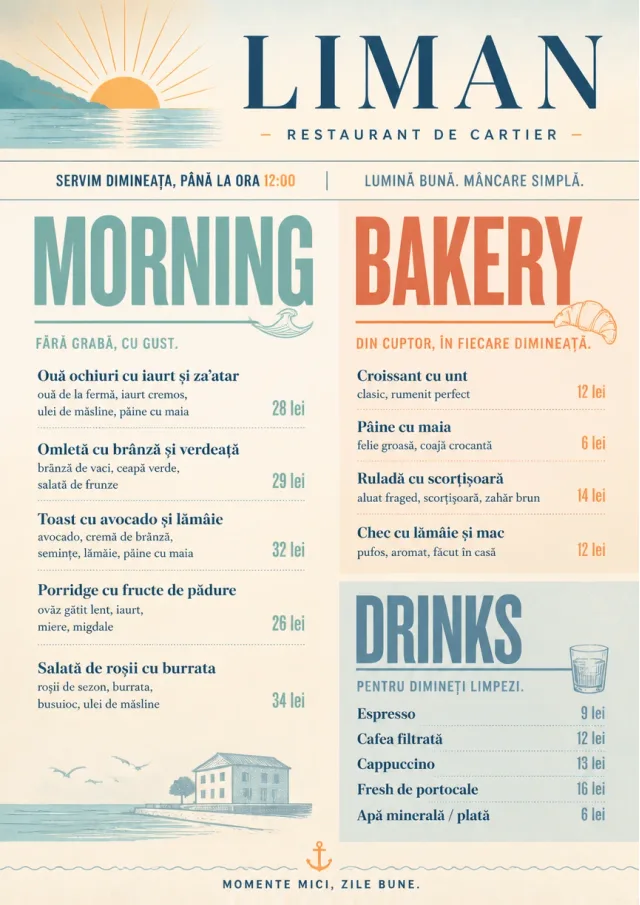 Sunrise Short Carte lunch-menu menu template preview