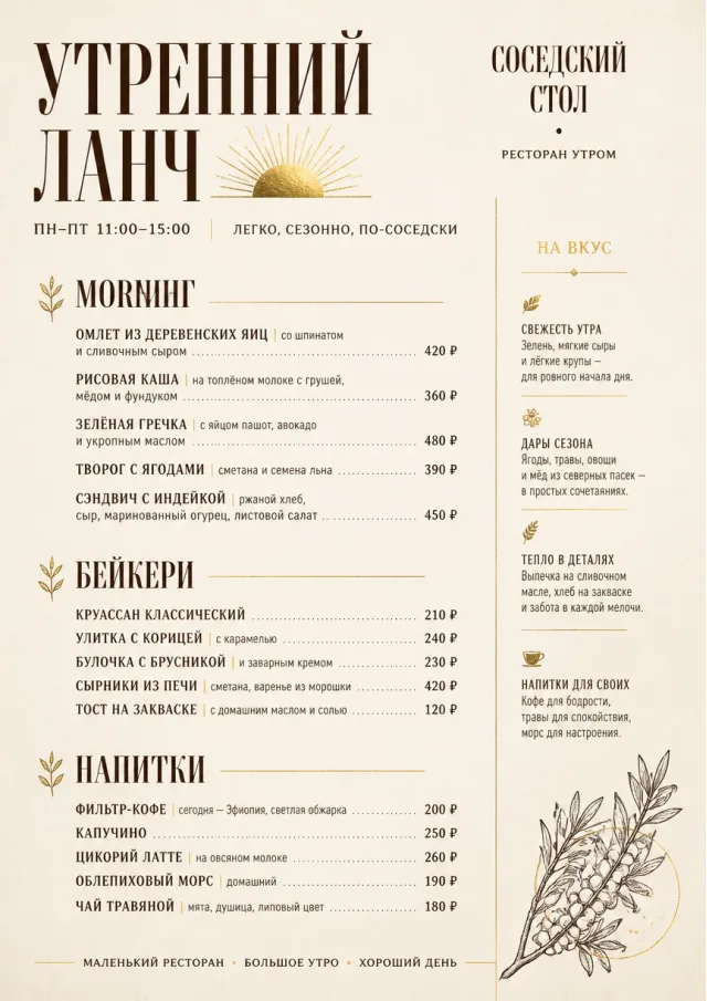 Sunrise Short Carte lunch-menu menu template preview