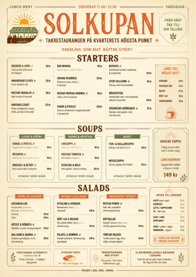 Sunrise Classic lunch-menu menu template preview