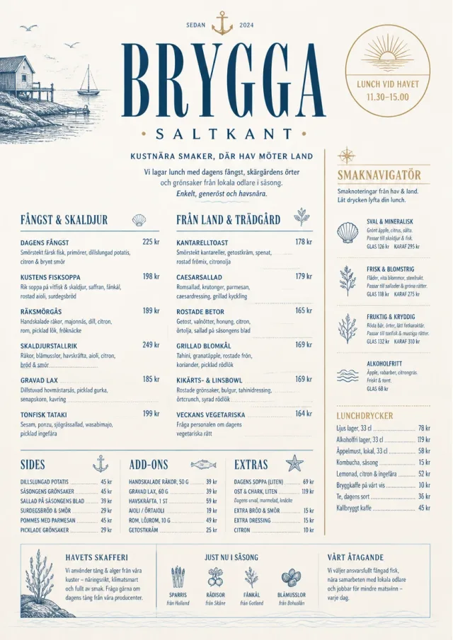 Coastal Midday lunch-menu menu template preview
