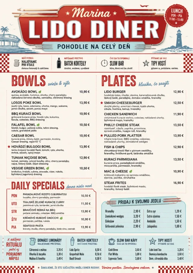 Diner Comfort lunch-menu menu template preview
