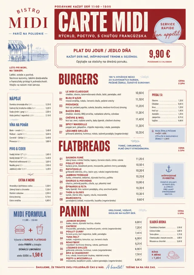 Bistro Midi lunch-menu menu template preview