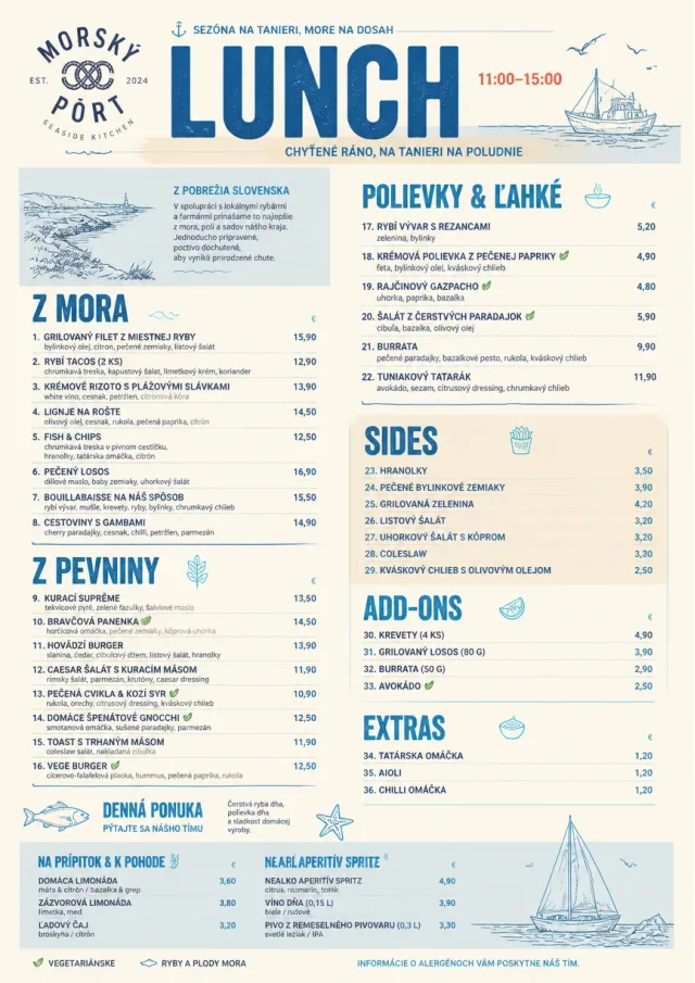 Coastal Midday lunch-menu menu template preview