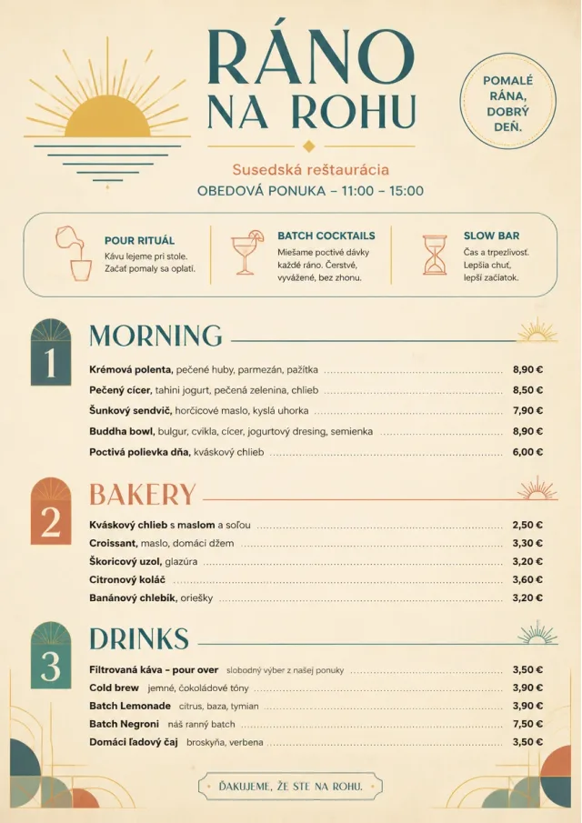 Sunrise Short Carte lunch-menu menu template preview