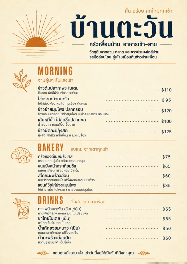 Sunrise Short Carte lunch-menu menu template preview