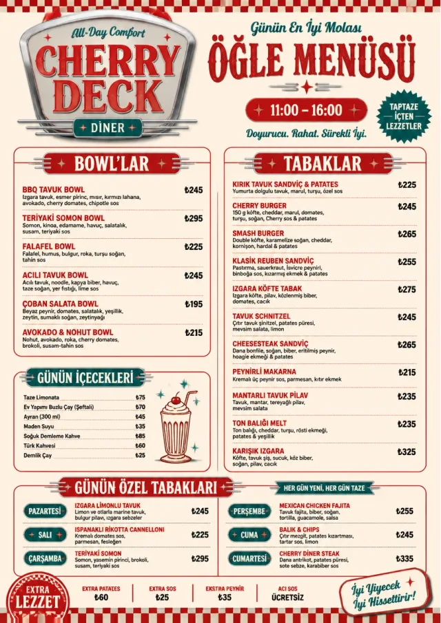 Diner Comfort lunch-menu menu template preview
