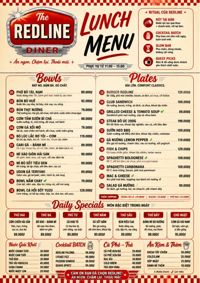Diner Comfort lunch-menu menu template preview
