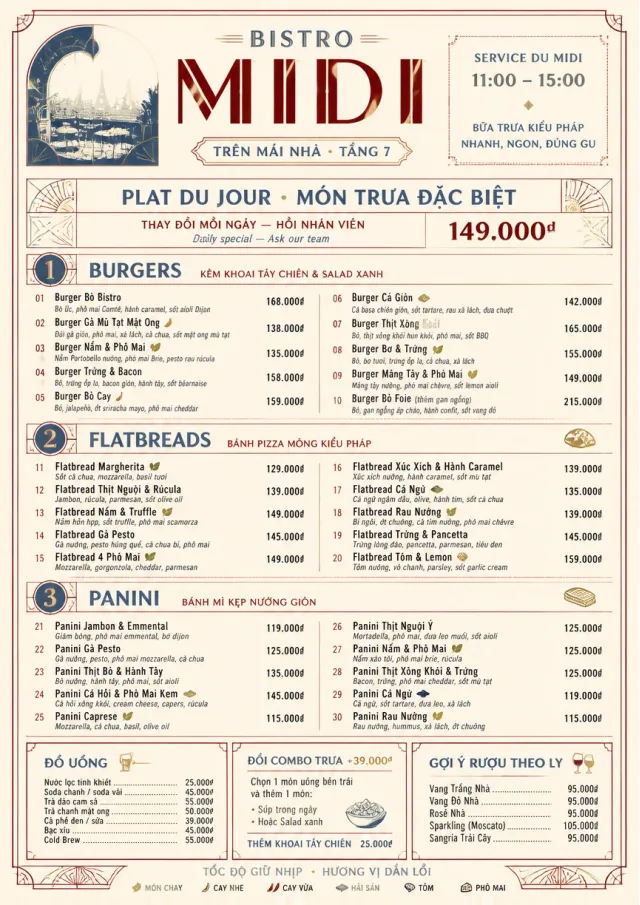Bistro Midi lunch-menu menu template preview