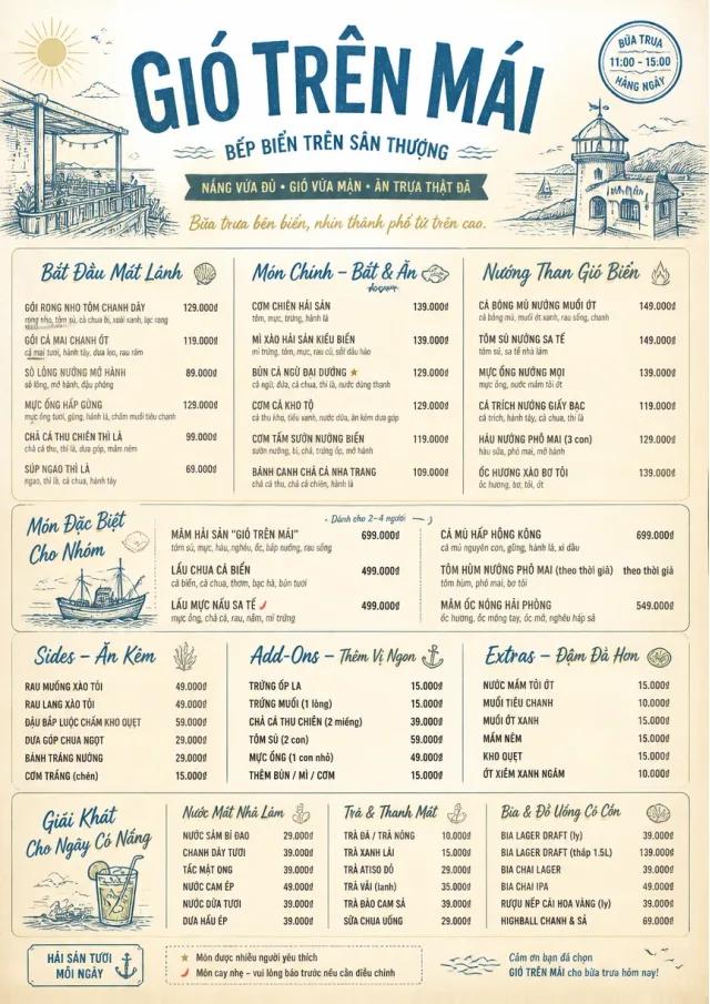 Coastal Midday lunch-menu menu template preview