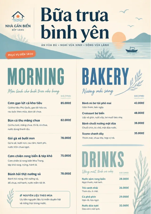 Sunrise Short Carte lunch-menu menu template preview