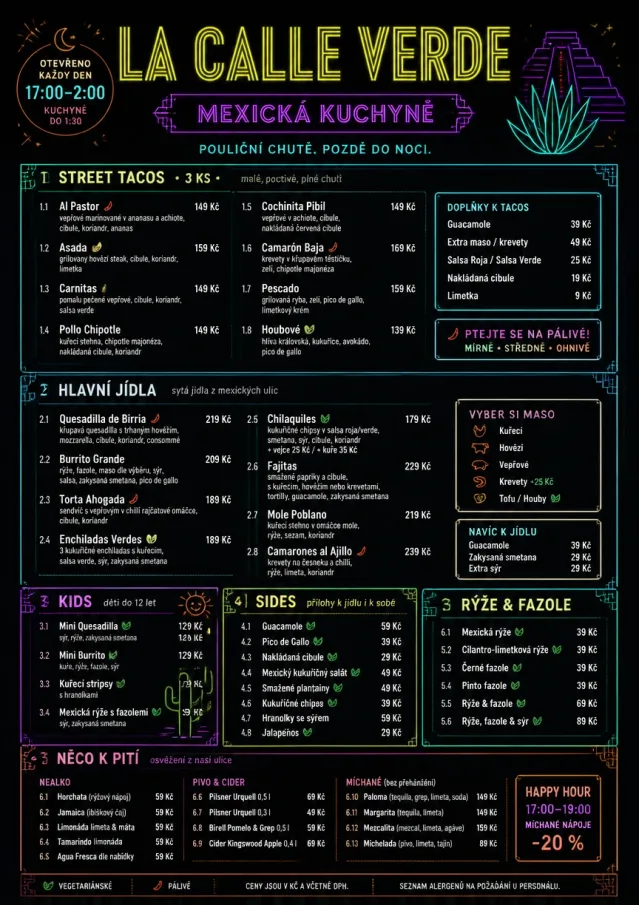 Night Market Neon mexican-menu menu template preview