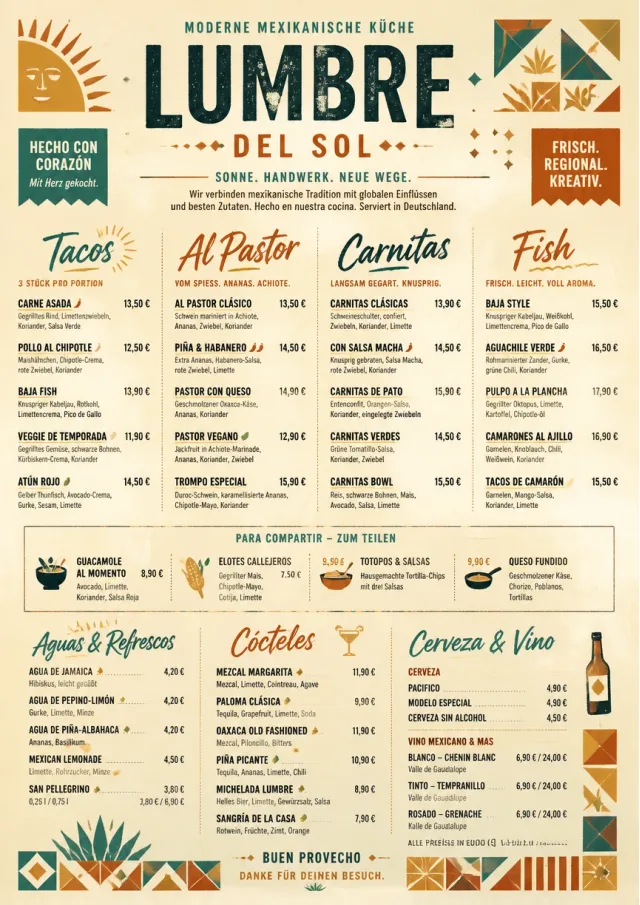 Modern Fusion mexican-menu menu template preview