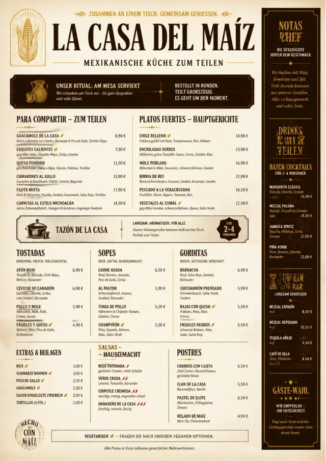 Family Style Feast mexican-menu menu template preview