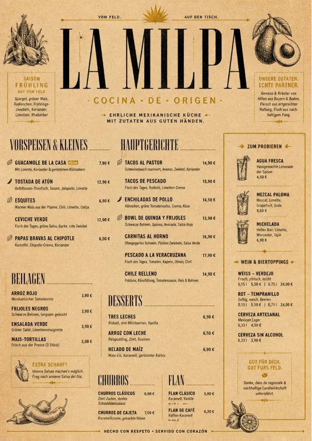 Farm Table Rustic mexican-menu menu template preview