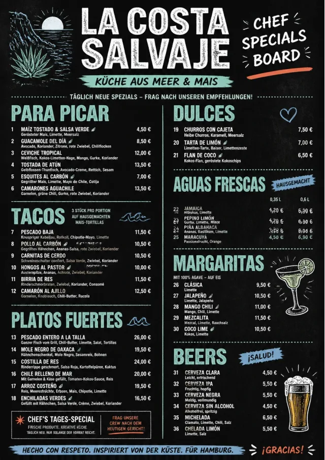 Chef Specials Board mexican-menu menu template preview