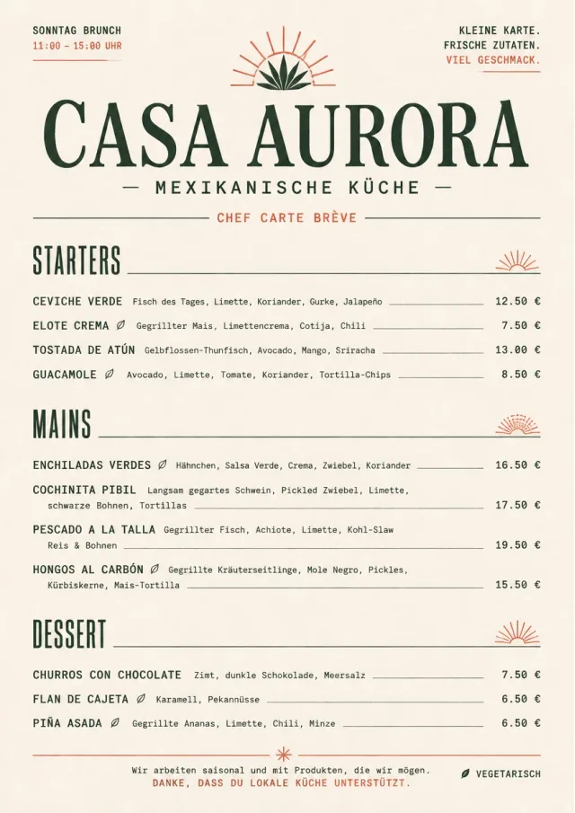 Chef Carte Brève mexican-menu menu template preview