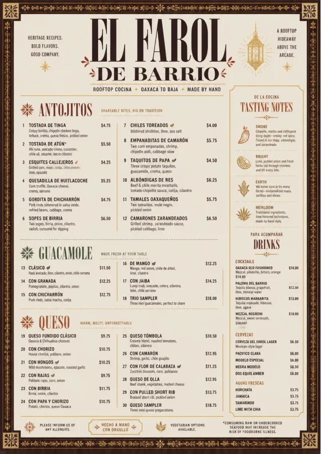 Heritage Tradition mexican-menu menu template preview