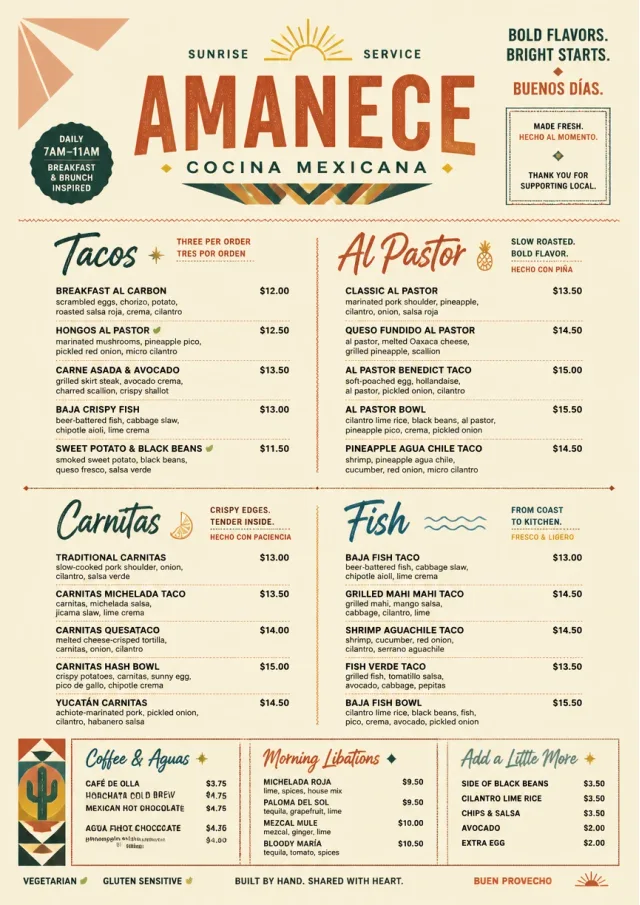 Modern Fusion mexican-menu menu template preview