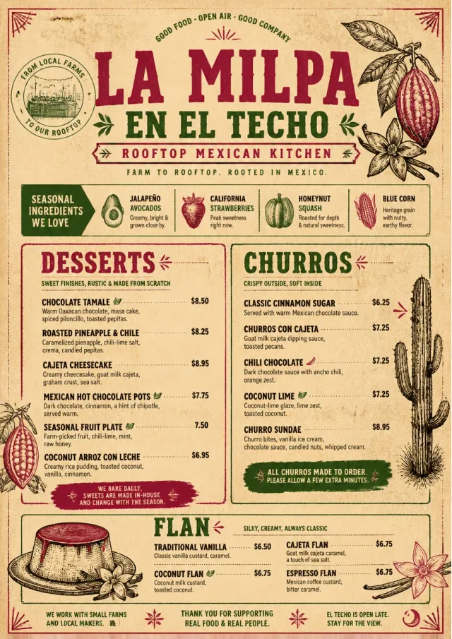 Farm Table Rustic mexican-menu menu template preview