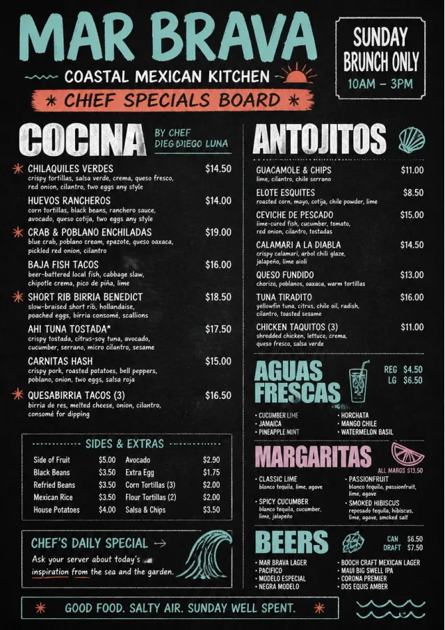 Chef Specials Board mexican-menu menu template preview
