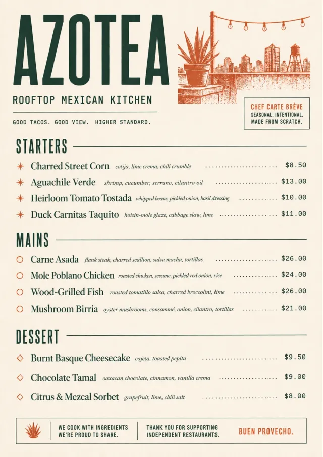 Chef Carte Brève mexican-menu menu template preview