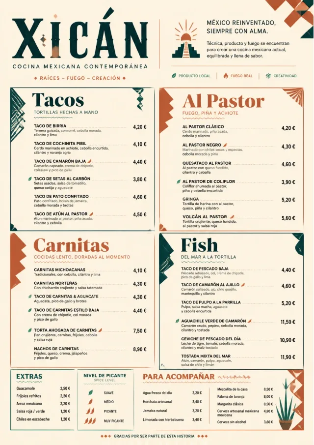 Modern Fusion mexican-menu menu template preview