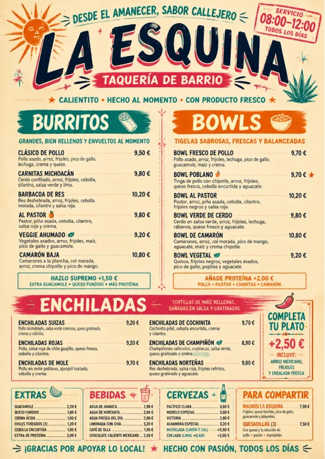 Street Stall Energy mexican-menu menu template preview