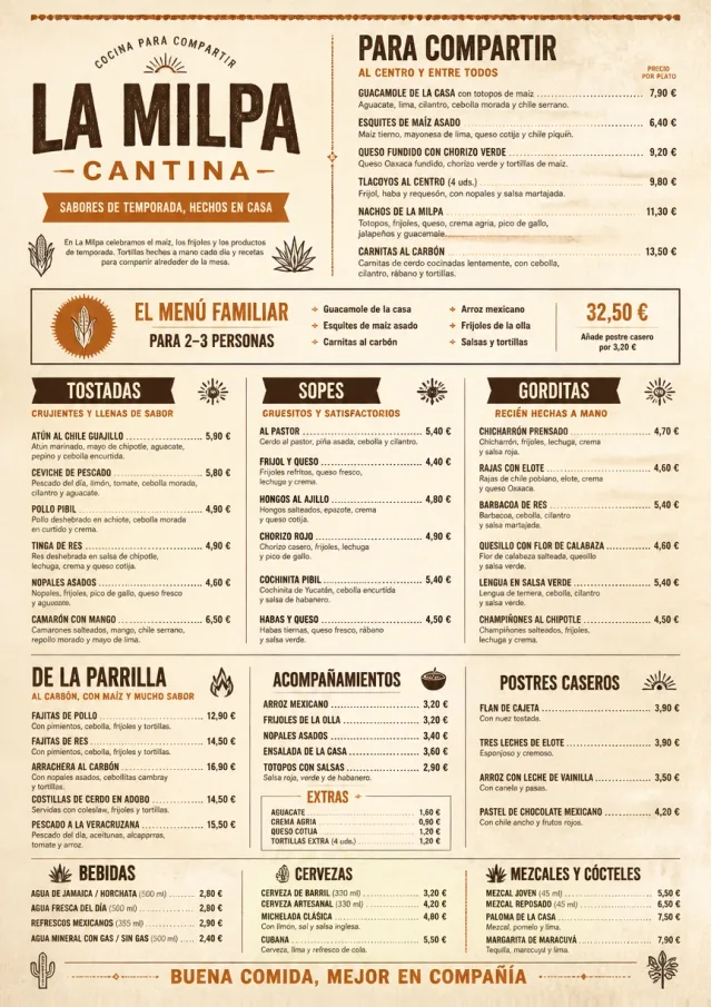 Family Style Feast mexican-menu menu template preview