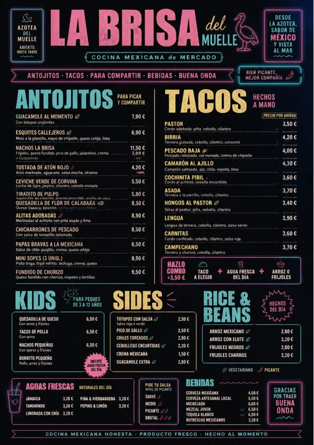 Night Market Neon mexican-menu menu template preview