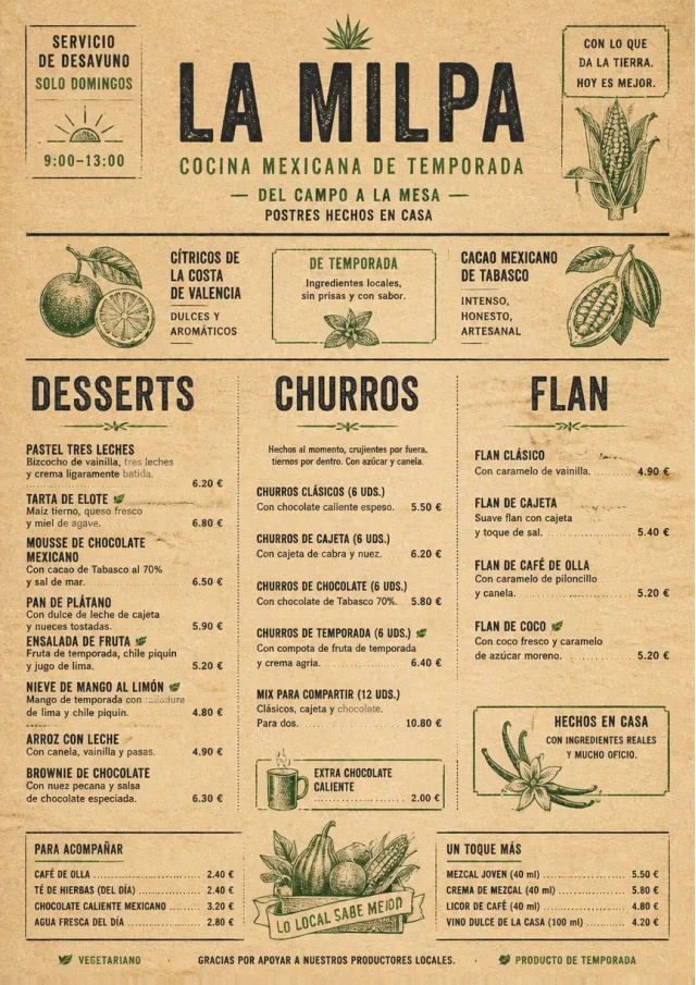 Farm Table Rustic mexican-menu menu template preview