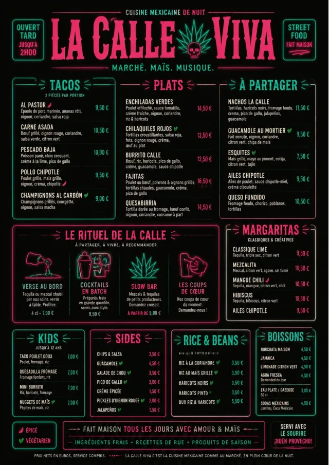 Night Market Neon mexican-menu menu template preview