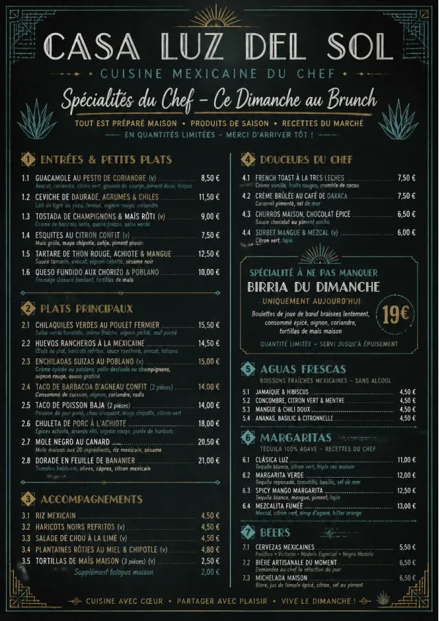 Chef Specials Board mexican-menu menu template preview