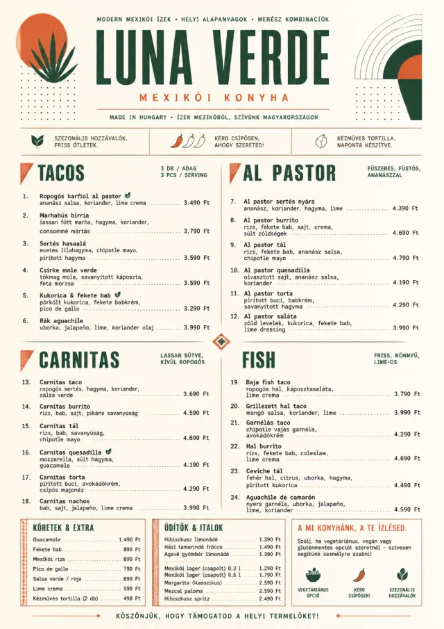 Modern Fusion mexican-menu menu template preview