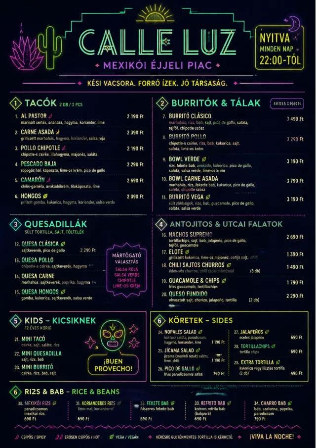 Night Market Neon mexican-menu menu template preview