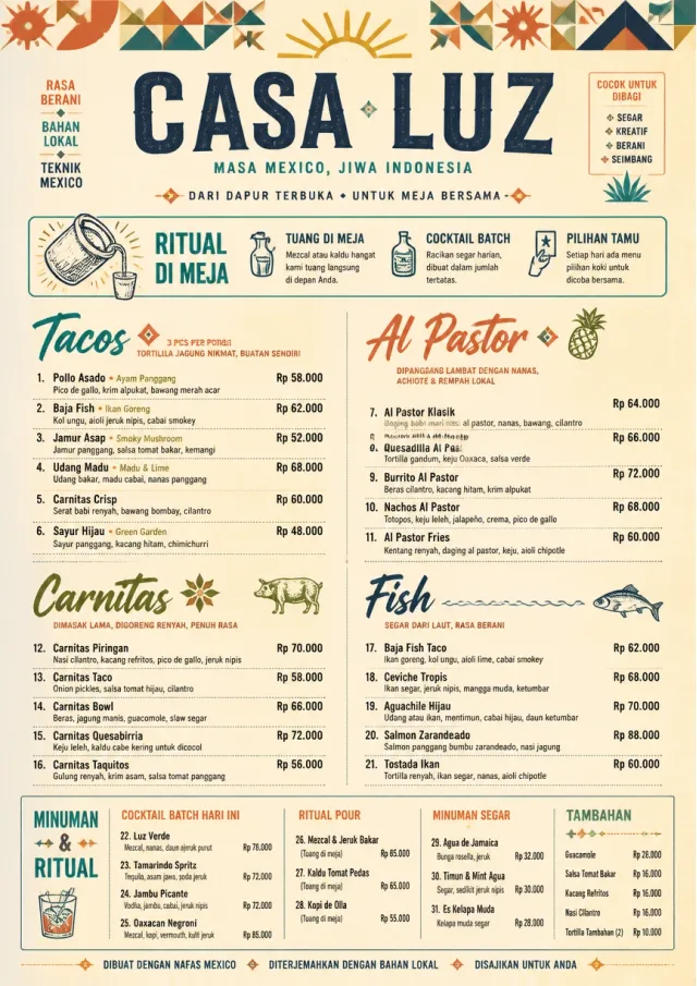 Modern Fusion mexican-menu menu template preview