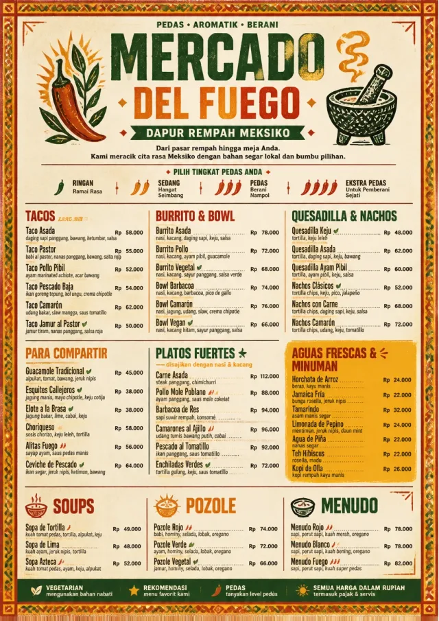 Spice Market Bold mexican-menu menu template preview