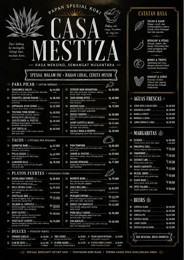 Chef Specials Board mexican-menu menu template preview