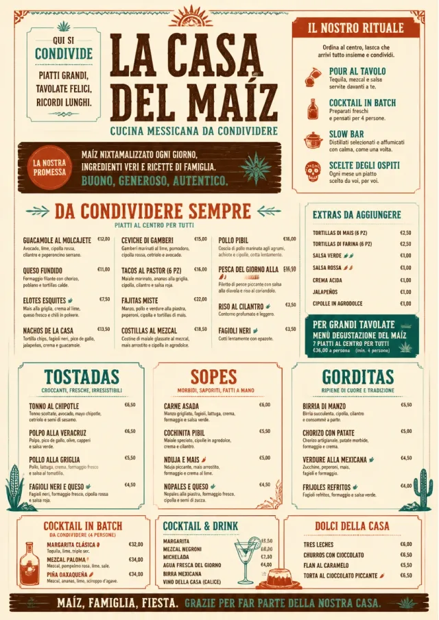 Family Style Feast mexican-menu menu template preview
