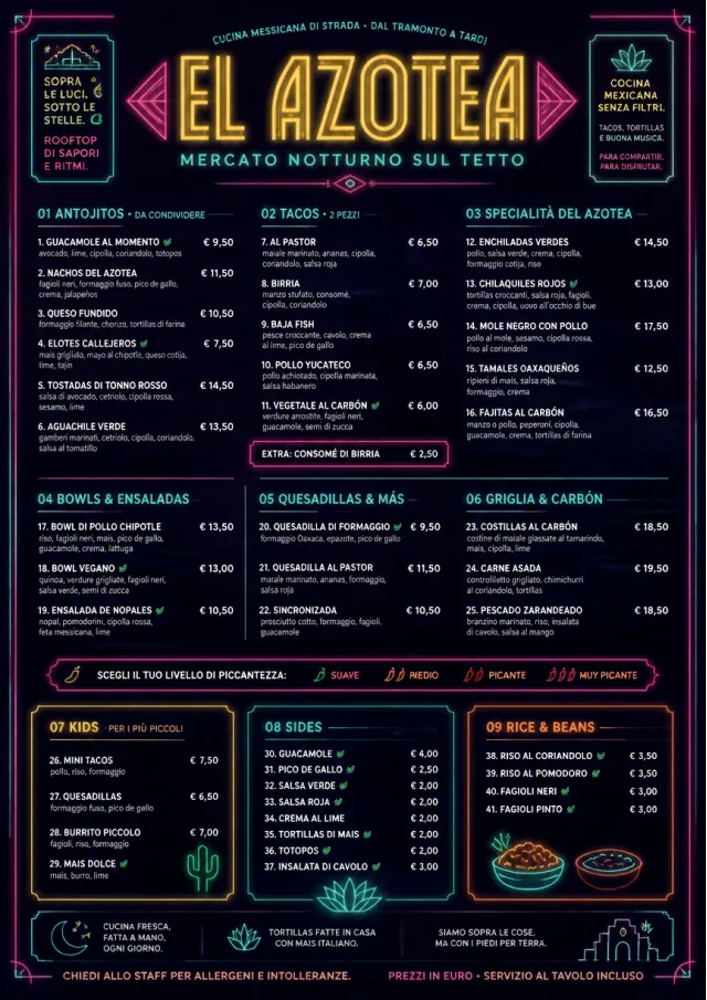 Night Market Neon mexican-menu menu template preview