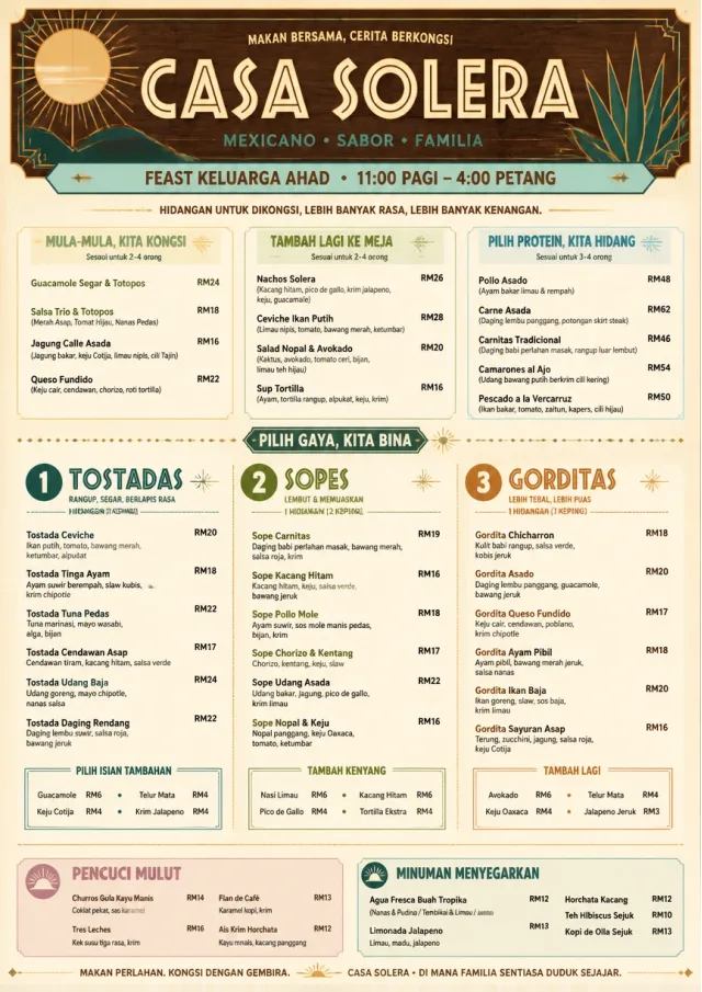 Family Style Feast mexican-menu menu template preview