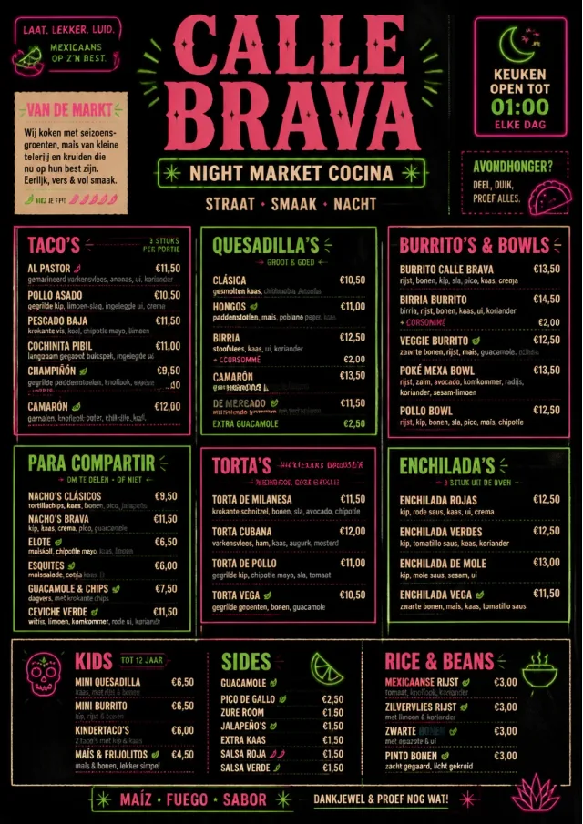 Night Market Neon mexican-menu menu template preview