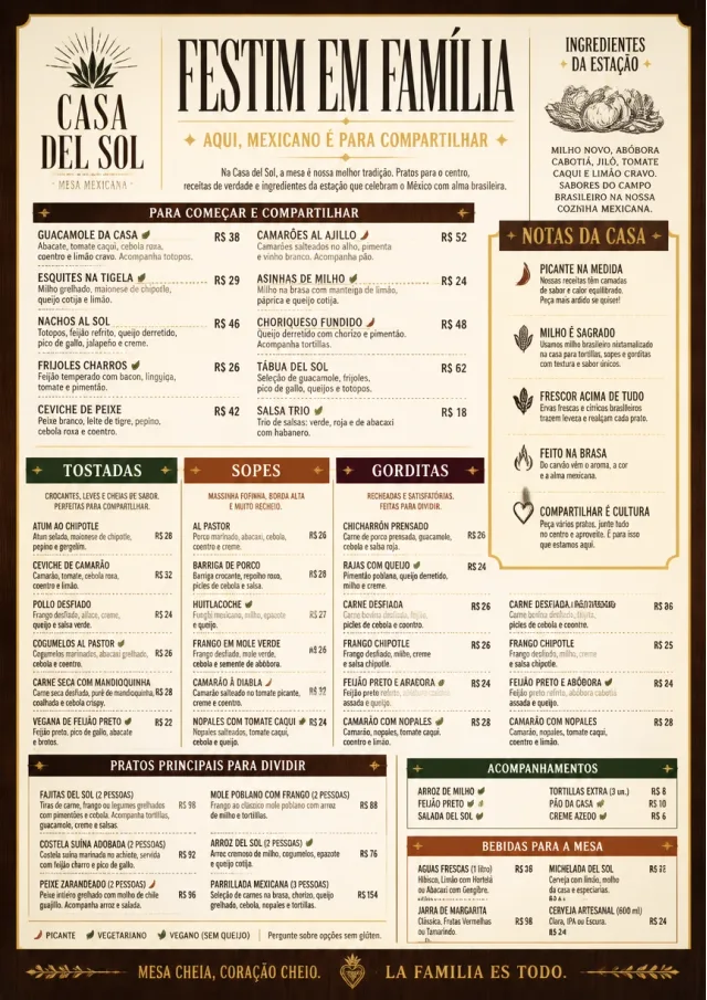 Family Style Feast mexican-menu menu template preview