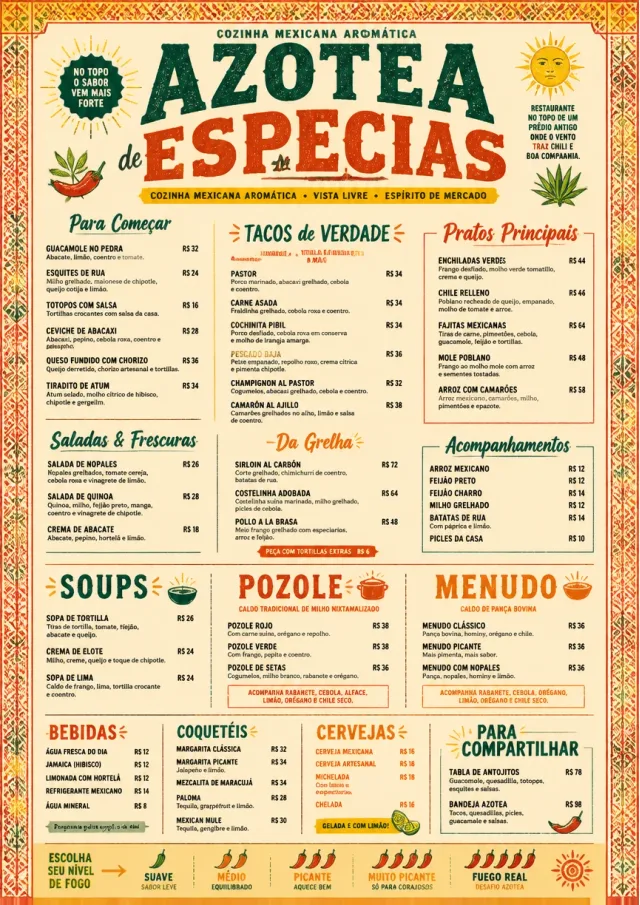 Spice Market Bold mexican-menu menu template preview