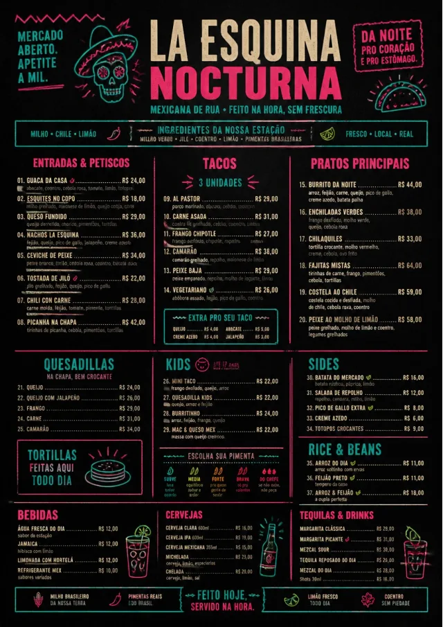 Night Market Neon mexican-menu menu template preview