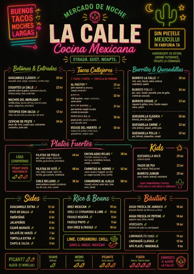Night Market Neon mexican-menu menu template preview