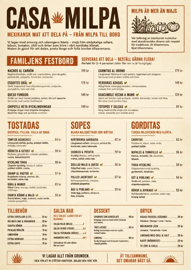 Family Style Feast mexican-menu menu template preview